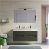DEGHI Mobile bagno sospeso 120 cm 4 cassetti verde cemento con lavabo alto doppia vasca effetto marmo apuano imperiale - Tayga