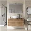 DEGHI Mobile bagno sospeso 100 cm 2 cassetti rovere america cannettato con top - Morea