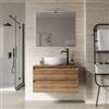 DEGHI Mobile bagno sospeso 80 cm 2 cassetti rovere america cannettato con top - Morea