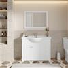 DEGHI Mobile bagno a terra 105 cm 3 ante bianco con lavabo e specchio - Aristea