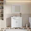 DEGHI Mobile bagno a terra 85 cm 2 ante bianco con lavabo e specchio - Aristea