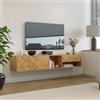DEGHI Mobile porta tv sospeso 180x32h cm rovere chiaro effetto parquet con 1 anta e 1 cassetto - Mufasa