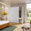 DEGHI Armadio battente 200x236h cm bianco con 4 ante reversibili bianco lucido e specchio - Ventur