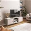 DEGHI Mobile porta tv 140x50h cm cashmere opaco e similpelle con 2 ante e piedi oro - Zimma