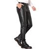 Generic Pantaloni da uomo in pelle, esclusivi jeans in pelle bovina, pantaloni da motociclista, vita media, impermeabili, antivento, colore nero, in pelle, per discoteca