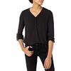 Amazon Essentials Donna Camicia Abbottonatura Parziale Maniche a 3/4, Scollo a V vestibilità Ampia