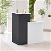 PREMTURE Bancone reception 121 x 60 x 110 cm bianco nero con cassetto | Cassetto con serratura Ripiani aperti Piano arrotondato Design bicolore Struttura compatta