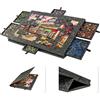 Merkloos Tavolo da puzzle da 1000 pezzi, con 6 cassetti, supporto integrato, rivestito in feltro, colore nero, per adulti