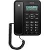 Merkloos Telefono fisso con funzione vivavoce, 10 tasti di memoria, display del numero chiamante, colore nero, ideale per l'ufficio