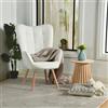 meublescosy Poltrona Imbottita Sedia da Salotto con Schienale Alto | Poltroncina Relax in Tessuto Bouclé con Braccioli Gambe in Legno per Camera da Letto Soggiorno