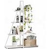 GarveeTech Libreria scala a 4 livelli a A, scaffale angolare a risparmio di spazio, struttura in metallo, deposito e espositore per libri, piante, decorazione per casa/ufficio, bianco ferro + bianco