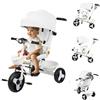 OHMG Passeggino a 3 ruote, triciclo per bambini evolutivo, fino a 25 kg, pieghevole compatta, può sedersi e sdraiarsi, schienale reclinabile, manubrio regolabile in altezza, ruote grandi