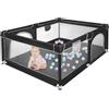 OHMG Parco per bambini, parco giochi per bambini modulare, pieghevole in rete con 50 palline, parco giochi per bambini interni ed esterni, centro attività di parco bambini in tessuto oxford (nero, 120 x