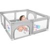 OHMG Baby Park, rete pieghevole modulabile per bambini con 50 palline, parco giochi per interni ed esterni, per bambini, tessuto Oxford per parco giochi per bambini, attività centro (grigio chiaro (50