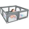 OHMG Parco per bambini, 120 x 120 x 66 cm, parco per neonati modulabile pieghevole, parco bambini in rete con 50 palline, parco giochi per bambini interni ed esterni, centro di attività per parco bambini