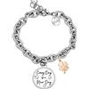 Beloved Braccialetto da donna Emozionale catena Groumette in acciaio con cristalli - frasi, pensieri, parole con ciondolo pendente - misura regolabile - colore silver - CON INCISIONE