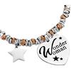 Beloved Bracciale da donna, braccialetto in acciaio emozionale con nodini - frasi, pensieri, parole con charms - ciondolo pendente - misura regolabile - incisione
