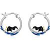VONALA Maiale/pinguino/delfino/squalo/pipistrello orecchini in argento sterling 925 carino animale cerchio orecchini gioielli regali per signore
