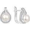 JO WISDOM Orecchini Cerchio Ovale Argento 925 Donna con 3A Zirconia Cubica,Orecchini di Perle