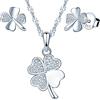 Yumilok Jewelry 925 Sterling Silver Cubic Zirconia Lucky Four Leaf Clover Pendant Necklace for Women/Girls with Box