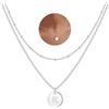 TINGN Collana da donna, in oro 14 carati, riempita con doppio lato inciso, martello, monete d'oro, collana da donna, collana iniziale, collana a strati, da donna, per adolescenti e ragazze