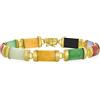 Bling Jewelry Bracciale in stile asiatico con pietre preziose in onice nero, giada multicolore gialla, rossa, bianca e verde, con tubi sagomati e collegamenti a barra per donne, placcato in oro giallo 14K, argento