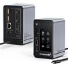 Lemorele Docking Station USB-C 12 in 1 per 3 Monitor, 2 HDMI + DP, 4K@60Hz | USB 3.2 10Gbps, Gigabit Ethernet, PD 100W, SD/TF e audio; LED di stato e tasto touch per spegnere rapidamente i display