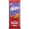 Milka Lotus Biscoff Extra Tavoletta di Cioccolato al Latte con Inclusioni di Biscotto Biscoff con Latte 100% Alpino. Tavoletta 190 g