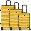 SMARTBOX Set di valigie rigide da 3 pezzi, per uomo e donna, giallo scuro | Trolley da viaggio leggero e stabile in materiale ABS di alta qualità e robusto, 4 ruote doppie e lucchetto a combinazione
