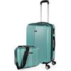 ITACA - Valigia Media da Viaggio Rigide. Trolley Medio con 4 Ruote. Materiale ABS Valigia Media Rigida in Offerta Resistente e Super Leggero - Valigia 20 kg Lucchetto TSA, Acquamarina