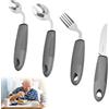 GHIBFBT Set di 4 posate adattive, posate per persone disabili Parkinson, angolate 42°, posate pesate da 85 g, cucchiaio curvo con manico antiscivolo per tremori delle mani (destrorsi)