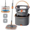 SONGMICS Mocio con Secchio, Separazione Acqua Pulita e Sporca, 3,5 L | Mocio Piatto, Lavaggio Senza Mani, 31 x 31 x 19 cm, Arancione e Grigio, Collezione Clemax, LMB006OT02