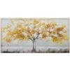 DRW Quadro su tela di un albero di legno con cornice in nero, oro e grigio, 70 x 3,7 x 140 cm