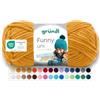 Gründl Funny Uni Lana ciniglia 1 gomitolo da 100 g, Senape | filato ciniglia morbido e spesso - lana ciniglia per uncinetto e maglia - coperte e accessori - 100% poliestere