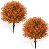 Yunlly 2 alberi di bosso artificiali da 45,7 cm, per esterni, resistenti ai raggi UV, arbusto finto con picchetto, decorazione per interni, giardino, cortile, portico, patio (arancione)