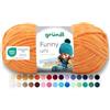 Gründl Funny Uni Lana ciniglia 1 gomitolo da 100 g, Giallo | filato ciniglia morbido e spesso - lana ciniglia per uncinetto e maglia - coperte e accessori - 100% poliestere