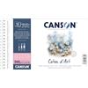 Canson Coton D'Art, Carta per acquerello, grana satinata, 300 g/m², blocco a spirale sul lato corto, 13,5 x 21 cm, bianco naturale, 12 fogli