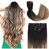 Sindra Clip Dei Capelli Umani In Estensioni Dal Nero al Castano Con Biondo Caramello 100g 35cm 6pcs Estensioni Dei Capelli Lisci Dei Capelli Umani Naturali (clip#1B/4/27-14)