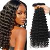 HeioWuio Extension di capelli umani, #1B, colore nero naturale, ondulati, 3 ciocche, 300 g, 35,6 cm, 40,6 cm, 45,7 cm
