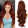 YEESHEDO Extension a coda di cavallo con clip, con coulisse, lunga ondulata, colore rame, colore rosso, parrucca naturale afro, riccia, coda di cavallo per trecce