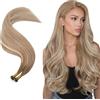 Ugeat Extension con nano anelli, capelli veri, 60 cm, 50 g, 50S, #9A/60/9A | Extension per capelli con nanoring, balayage, castano chiaro con biondo platino, caduta morbida, per aggiungere lunghezza e