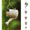 Jemeni Brogan Annaffiatoio rustico in metallo e secchielli decorativi per la pioggia, con campana, da appendere, per esterni, patio, giardino, cortile, decorazione per la casa (verderame)