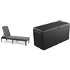 Keter Lettino Prendi Sole Da Esterno Con Cuscino Incluso, Grafite, Jaipur Con Cuscino, 187.5 x 58 x 29 cm & Baule Samoa 270L, Finitura Effetto Legno, Grafite, 116,7 x 44,7 x 57 H Cm