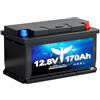 Elfhub LiFePO4 Batteria per auto 12,8 V 170 Ah 150 A BMS più di 15.000 cicli profondi, batteria al litio 2176 W, protezione di arresto a bassa temperatura per camper, campeggio, barca, sistemi