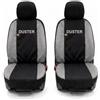 Auto Accessori Lupex Coprisedili Compatibili con Duster dal 2010 al 2024 | Made in Italy, Nero Grigio Chiaro, Coppia Anteriori e copri Poggiatesta, Protezioni Sedili in Policotone