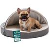 FurHaven Letto Rotondo per Cani in Memory Foam, 66 cm, per Cani di Taglia Media/Piccola, con Copertura Rimovibile e Lavabile, Sherpa e Pelle Scamosciata, Grigio