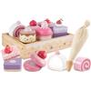 HYAKIDS Giocattolo Cucina in Legno per Bambini, Set di Cibo con 6 Torta | Accessori Cucina Bambini, Torta Montessor Cibo Legno con Custodia, Regalo Compleanno per Ragazze Ragazzi 2 Anni