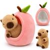 OPEIXSAYKOC Peluche Mucca Che Corre,45 cm Adorabile Animale Peluche Muccas Pelosa (Rosa Marrone)
