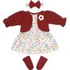 ZWOOS Vestiti per Bambole 50-55 cm, Cappotto Rosso con Vestito Floreale Compatibile con New Born Baby Bambole, Regali per Ragazze, Bambini