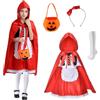 CHENBOOW Mantello con Cappuccio,Vestito Costume da Cappuccetto,Cappuccetto Rosso Costume,Vestito Carnevale,Vestiti Halloween,per Carnevale,Carnevali e Feste a Tema,Halloween